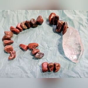 L4 Rhodonite Lumurian Quartz Hand Made Silver Hook Water Window Crystal